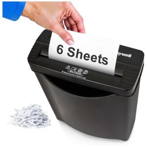 Fragmentadora de Papel 6 Folhas com Corte em Tiras, 110V, Honeywell Safes Door Locks 9306, Preta