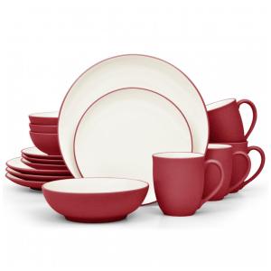 Jogo de Jantar Noritake Colorwave Raspberry 16 Peças Vermelho, Cerâmica, Formato Redondo, Para 4 Pessoas, Acabamento Fosco e Creme