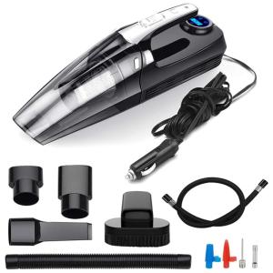 Compressor de Ar Aspirador de Carro Digital Filtros Duplos Luz LED 12 V 120 W, ACEKIT, Preto