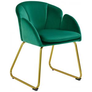 Yaheetech Poltrona de Veludo Verde com Design Floral e Pés Dourados para Sala, Quarto e Escritório