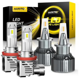 Kit Xenon Lâmpadas LED Branca 6000 Lumens 3000K, H8, H9, H11, 4 Peças, AUXITO, Cinza