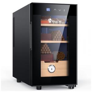 Umidor Elétrico para Charutos 23L com Prateleiras e Higrômetro, 110 Volts, KingChii, Preto