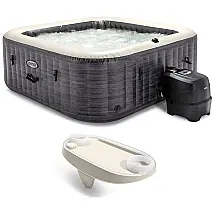 Spa Inflável Hidromassagem Quadrada com Luz LED e Acessório para Celular ou Tablet, Intex 28451EP, Preto