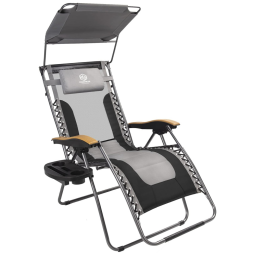 Cadeira Reclinável Ajustável Gravidade com Apoio de Cabeça e Porta Copos e Cobertura de Sombra, COASTRAIL OUTDOOR Zero Gravity Chair Sun