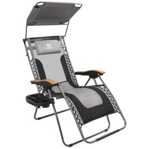 Cadeira Reclinável Ajustável Gravidade com Apoio de Cabeça e Porta Copos e Cobertura de Sombra, COASTRAIL OUTDOOR Zero Gravity Chair Sun