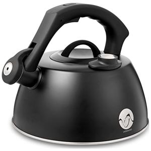 Chaleira de Chá 2.3L, com Apito, Aço Inoxidável, VARWANEO, Preto
