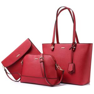 Conjunto de Bolsas Femininas em Couro Sintético Casual, 3 Unidades, LOVEVOOK, Marrom