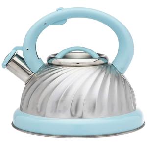Chaleira de Chá 3L, com Apito, Aço Inoxidável, STUDIO SILVERSMITHS, Azul Claro