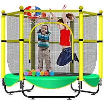 Aseem Cama Elastica Infantil com Diâmetro e Cesta de Basquete para até 100 kg, Verde