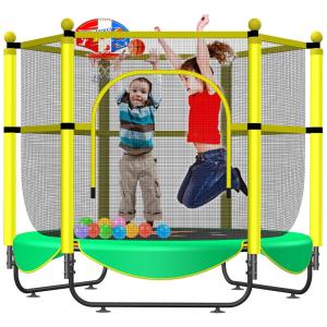 Aseem Cama Elastica Infantil com Diâmetro e Cesta de Basquete para até 100 kg, Verde