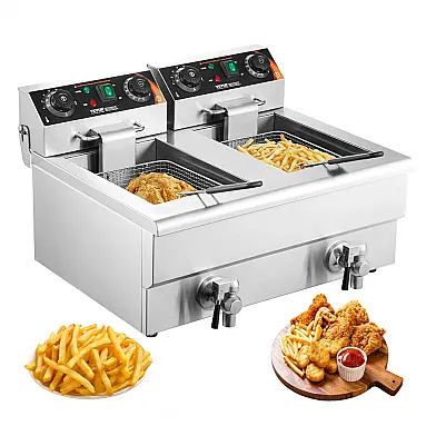 Fritadeira Elétrica Profissional VEVOR Duplo