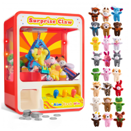 Máquina de Garra JOYIN com 24 Mini Pelúcias Animais, LED Colorido, Som Ajustável, Voltagem 5,5V DC, 35 cm Altura, 1,7 kg, Bivolt