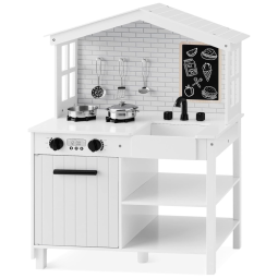 Cozinha de Brinquedo Realista com 5 Acessórios em Madeira para Crianças de 3 a 6 Anos, Best Choice, Branca