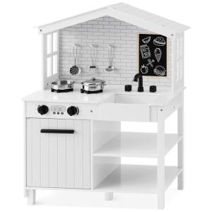 Cozinha de Brinquedo Realista com 5 Acessórios em Madeira para Crianças de 3 a 6 Anos, Best Choice, Branca