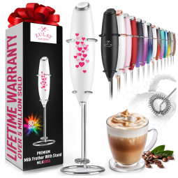 Zulay Mixer Espumador de Leite á Bateria, Aço Inoxidável, Branco