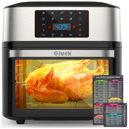 Forno Fritadeira Elétrica Air Fryer 19 Litros 10 em 1 com Janela de Cozimento Visível, 110V 1800W, GLUCK, Preta
