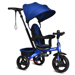Triciclo Infantil para Passeio com Assento Ajustável 4 Estágios, Idade Recomendada 9 Meses a 5 Anos, INFANS, Azul
