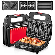 Sanduicheira Elétrica Antiaderente 2 Fatias, Aço Inox, 750W, 110v, CH66, Vermelho