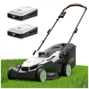 Cortador de Grama Elétrico Sem Fio Litheli 40V 2 x 20V, Motor Brushless Potente, Ajuste de Altura, Leve e Portátil, 2 Baterias 4.