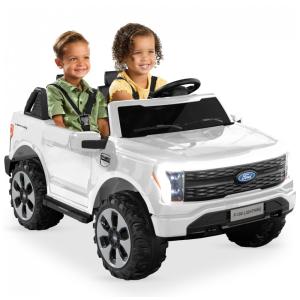 Carro Elétrico Infantil Best Choice Products Ford F-150 Lightning 24V Branco, 2 Lugares, com Controle Remoto e Bluetooth, Capacidade de 60