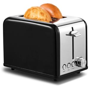 Keemo Torradeira Elétrica 2 Fatias com 2 Funções Bagel e Descongelar, 110V Aço Inoxidável Preta