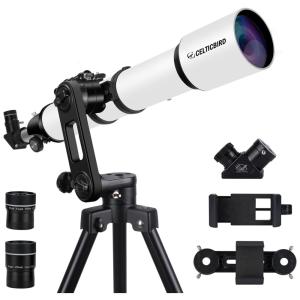 Telescópio para Adultos e Iniciantes, Refrator de 90mm e 700mm, com Ajuste de Alta Precisão, Base Tripé Ultraestável Vertisteel