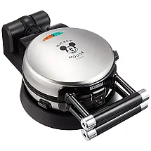 Disney Mickey Mouse Máquina de Waffles Portátil Antiaderente, 1000W, 110v, DOSHISHA WAFU 100SI, Prateado