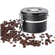 Pote Hermético para Café 660 mL, Aço Inoxidável, MALMO, Preto
