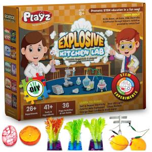 Kit de Ciências Educacionais para Laboratório de Cozinha com 26 Experimentos para Crianças de 8 a 12 anos Playz