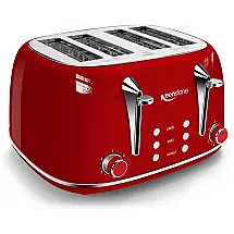 Keenstone WT 8220 Torradeira Elétrica Retrô 4 Fatias com 6 Níveis de Tostagem, 110V, Vermelha