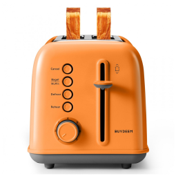 Torradeira BUYDEEM DT620 Laranja 2 Fatias com Fendas Largas, Função Bagel e Muffin, Bandeja de Migalhas Removível e 7 Níveis de Tostagem