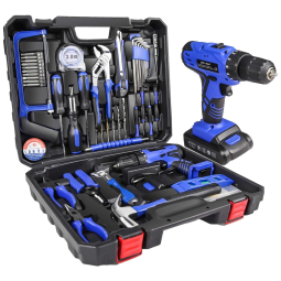 jar owl Kit de Ferramentas c, Maleta de Transporte e Parafusadeira 110V, 107 Peças, Azul