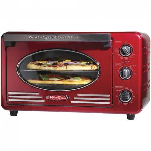 Nostalgia Retro Forno Elétrico de Bancada Multifuncional com Cronometro, 110V, Vermelho