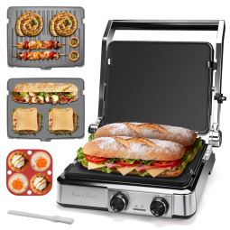 Sanduicheira Elétrica 4 Fatias Baker's Friend Grafite 1400W Placas Revertíveis 120V 37x13x33 cm