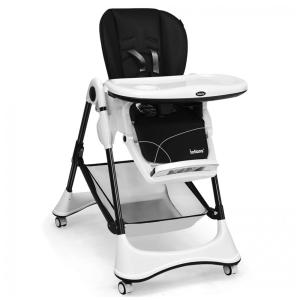 Cadeira de Alimentação Cadeirão com 4 Rodas e Cesta de zenamento, INFANS, Verde