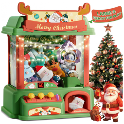Máquina de Garra ROHSCE para Crianças, Tema Natal, LED, Som Ajustável, 28x23x37 cm, 2,4 kg, Voltagem USB 5V