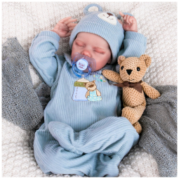 Bebê Recém-Nascido Newborn, Boneca Bebê Renascida Aori Menino 45 Centímetros Realista Dormindo, Corpo de Pano Macio Feito à Mão.