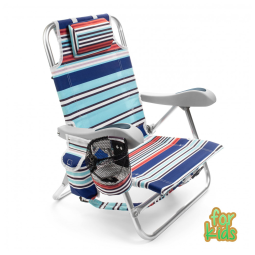 Cadeira de Praia Infantil com 4 Posições, Alça de Transporte e Bolsa de Armazenamento, Homevative, Azul