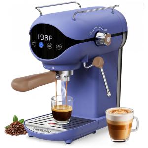 Nesskoko Máquina de Espresso Semiautomática 20 Bar com Vaporizador de Leite e Tela Touch Compacta Azul