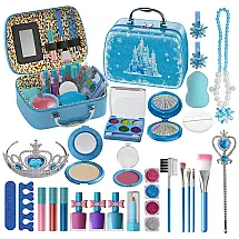 Kit de Maquiagem Infantil Lavável com 29 Peças para Crianças de 3 a 8 Anos, ARIHEL Frozen, Azul