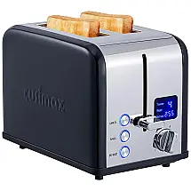 CUSIMAX Torradeira de 2 Fatias com Tela LED e 6 Níveis de Tostagem, 825W, 110V, Preta