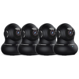 Câmera de Segurança 1080P HD com Detecção de Movimento, Visão Noturna, 4 UN, Litokam, Preta