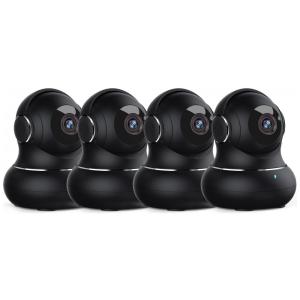 Câmera de Segurança 1080P HD com Detecção de Movimento, Visão Noturna, 4 UN, Litokam, Preta