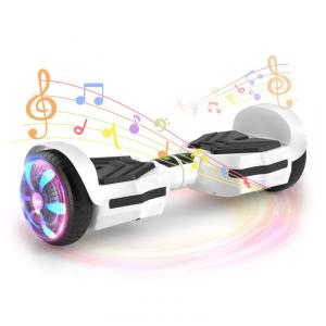 Hoverboard SIMATE Branco 6,5" com Luzes LED, Bluetooth e Certificação UL2272 – Até 13,7 km/h, Autonomia de 12,8 km