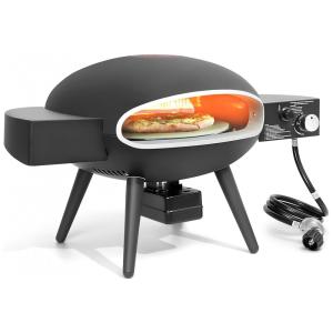 Forno de Pizza a Gás Portátil com Pedra Rotativa Automática, Descascador de Pizza, Tampa Impermeável e Extinção Automática, Welyas, Preto