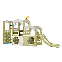 UNICOO Playground Indoor 10 em 1, Tobogã, Parede de Escalada, Escada, Balanço, Basquete, Argolas Suspensas, Brinquedos Externos para