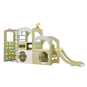 UNICOO Playground Indoor 10 em 1, Tobogã, Parede de Escalada, Escada, Balanço, Basquete, Argolas Suspensas, Brinquedos Externos para