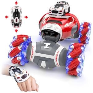 Carrinho de Controle Remoto com Sensor de Gestos, 360 de Rotação Off Road, POWEREXTRA, Vermelho