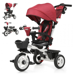 Triciclo Infantil para Passeio BOOWAY com Assento Ajustável 6 Estágios, Idade Recomendada 6 Meses a 5 Anos, Vermelho