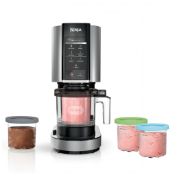 Máquina de sorvete Ninja CREAMi prata 7 programas 800 W 120V modelo NC301 Bundle